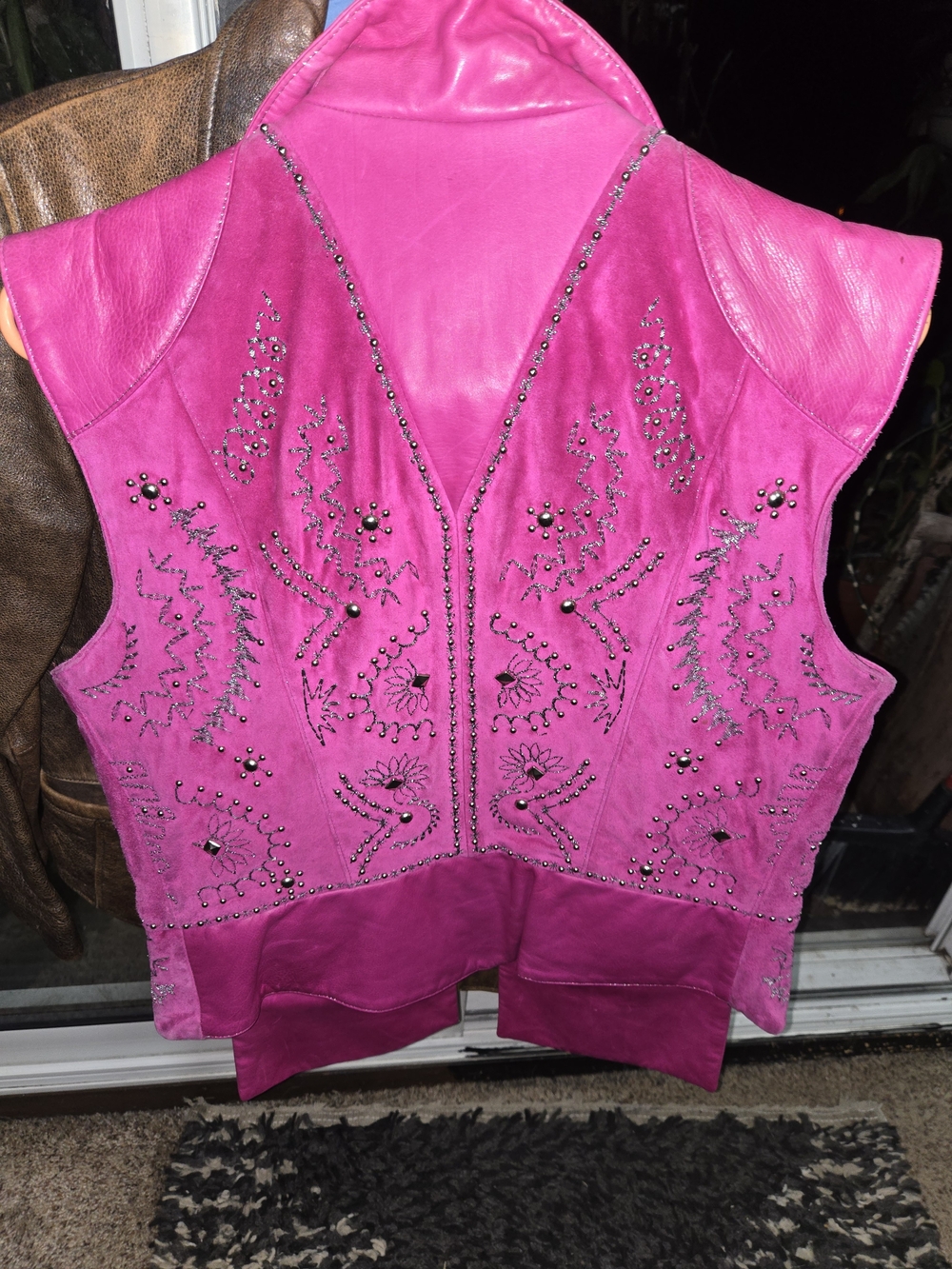 Donald J. Pliner Hot Pink Leather Jacket with Metal Nameplate